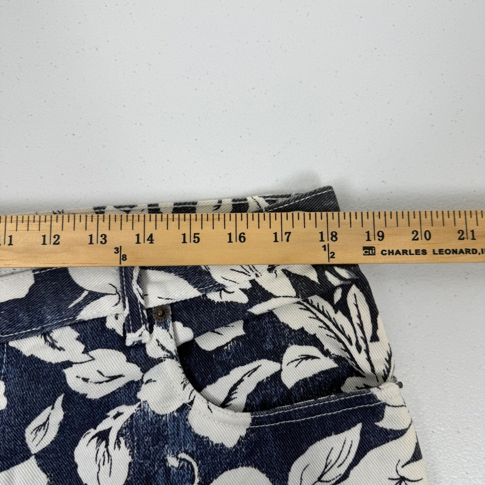Bill Blass Jeans Womens 14 Short Blue White Floral Tropical Straight Leg Pants - Picture 6 of 11